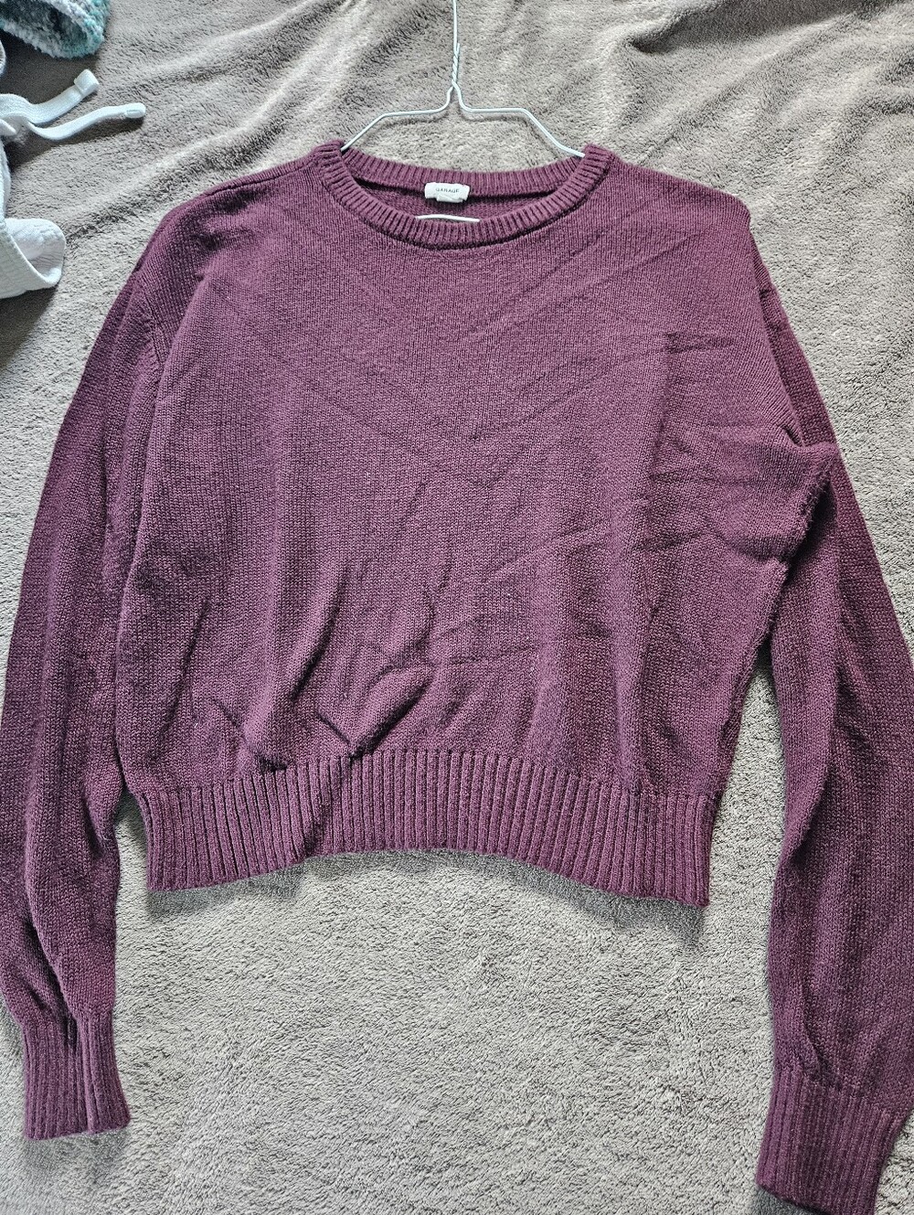 Garage Plum Purple Lightweight Cropped Sweater